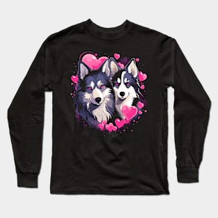 Alaskan Husky Couple Valentine Long Sleeve T-Shirt